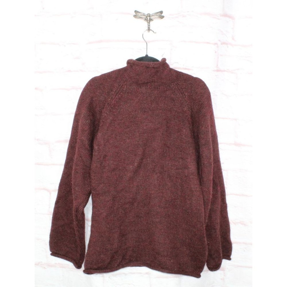 J. Crew Maroon Wool Long Sleeve Turtle Neck Pullover Knit Sweater Size L - Picture 4 of 8
